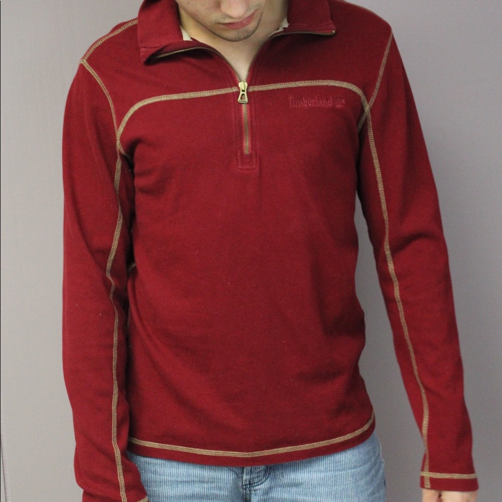 BEAUTIFUL Red and Gold Timberland Quarter Zip